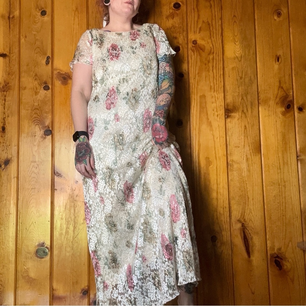 Vintage Ronni Nicole Lace Floral Maxi Dress